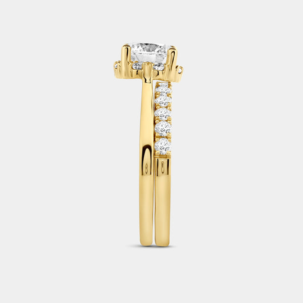 2 Carat Lab-Grown Diamond Round-Shaped Hidden Halo Engagement Ring Set — GILDED New York