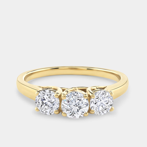 1 Carat Lab-Grown Diamond Round-Shaped Three-Stone Ring — GILDED New York