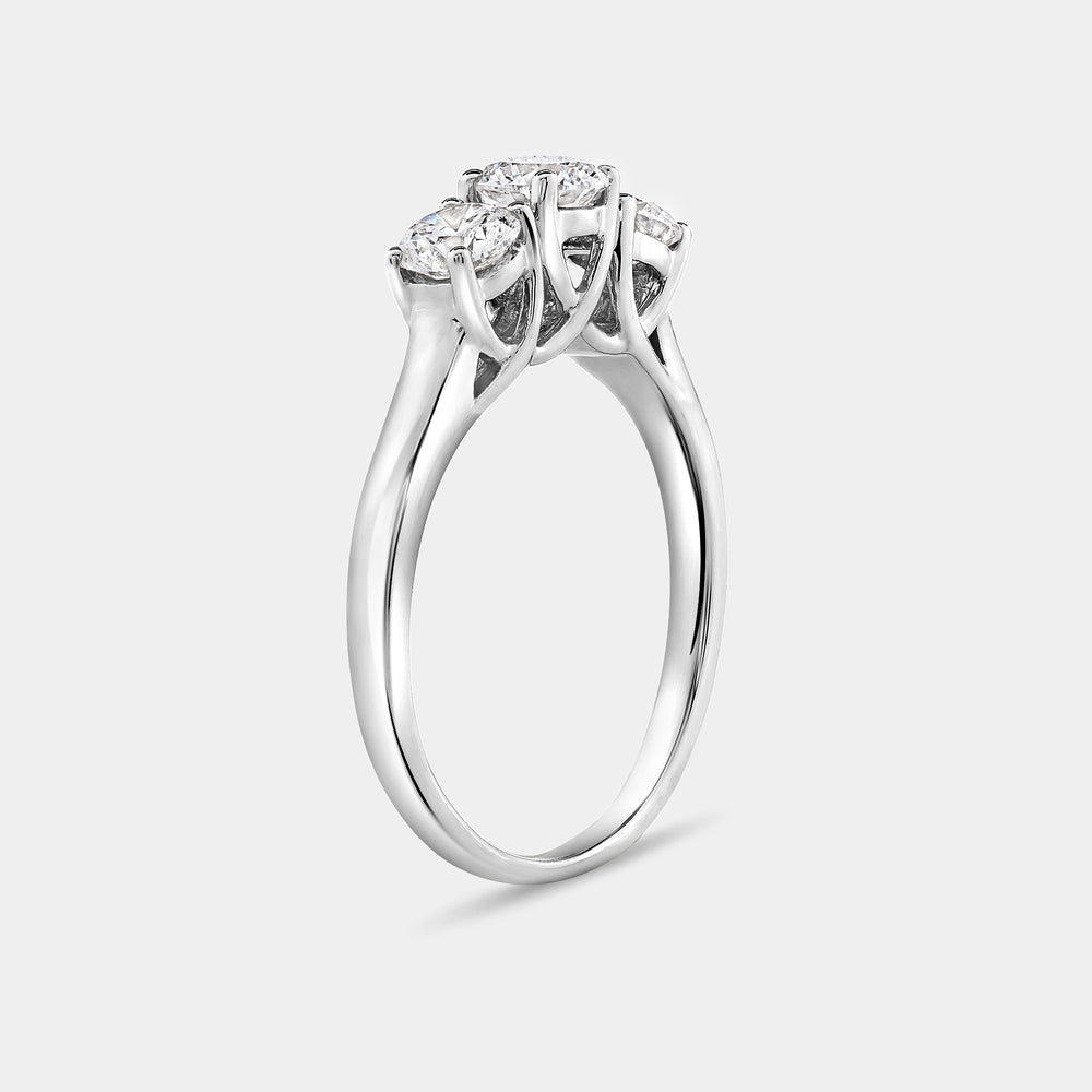 Gilded 1 Carat Lab-Grown Diamond Round-Shaped Three-Stone Ring