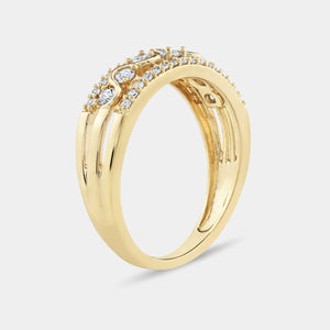 Gilded 1/2 Carat Lab-Grown Diamond Three-Row With High-Polish Wave Band