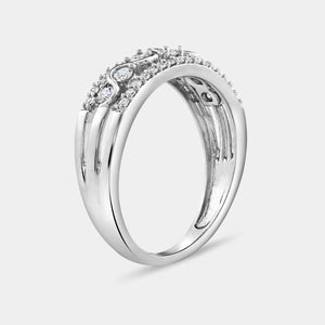 Gilded 1/2 Carat Lab-Grown Diamond Three-Row With High-Polish Wave Band