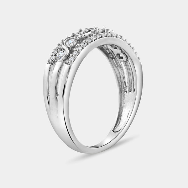 Gilded 1/2 Carat Lab-Grown Diamond Three-Row With High-Polish Wave Band