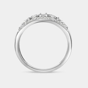 Gilded 1/2 Carat Lab-Grown Diamond Three-Row With High-Polish Wave Band