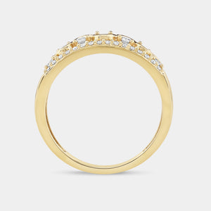 Gilded 1/2 Carat Lab-Grown Diamond Three-Row With High-Polish Wave Band