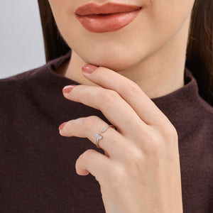 Gilded 1/100 Carat Lab-Grown Diamond Floating Bar Stack Ring