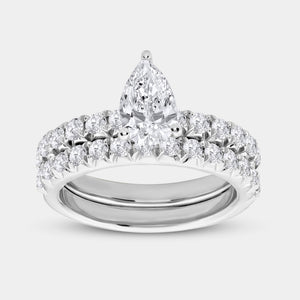 Gilded 2 Carat Lab-Grown Diamond Solitaire Pear-Shaped Bridal Set