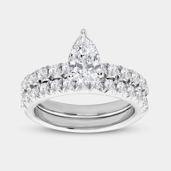 2 Carat Lab-Grown Diamond Solitaire Pear-Shaped Bridal Set — GILDED New York