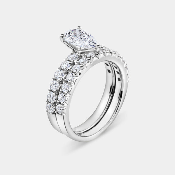 2 Carat Lab-Grown Diamond Solitaire Pear-Shaped Bridal Set — GILDED New York