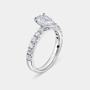 Gilded 2 Carat Lab-Grown Diamond Solitaire Pear-Shaped Bridal Set