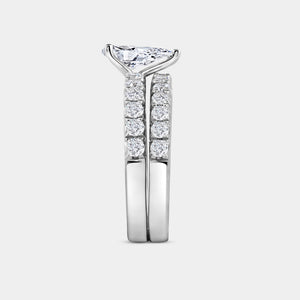 Gilded 2 Carat Lab-Grown Diamond Solitaire Pear-Shaped Bridal Set
