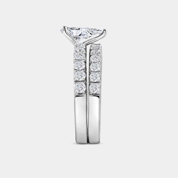 2 Carat Lab-Grown Diamond Solitaire Pear-Shaped Bridal Set — GILDED New York