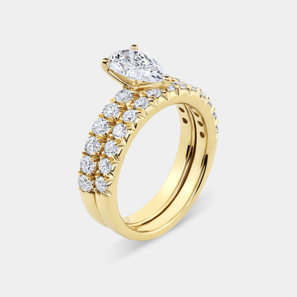 2 Carat Lab-Grown Diamond Solitaire Pear-Shaped Bridal Set — GILDED New York