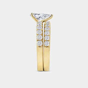 Gilded 2 Carat Lab-Grown Diamond Solitaire Pear-Shaped Bridal Set