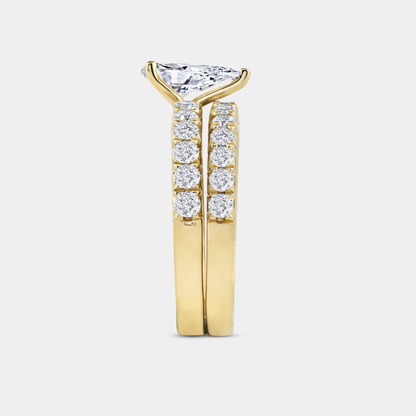 2 Carat Lab-Grown Diamond Solitaire Pear-Shaped Bridal Set — GILDED New York