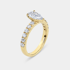 Gilded 2 Carat Lab-Grown Diamond Solitaire Pear-Shaped Bridal Set