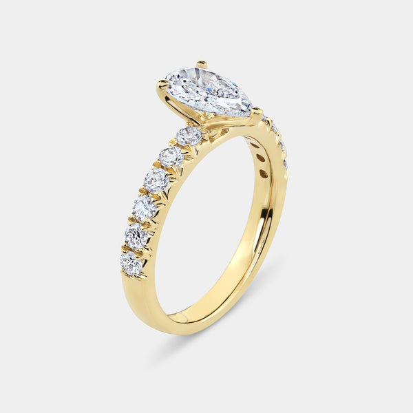 2 Carat Lab-Grown Diamond Solitaire Pear-Shaped Bridal Set — GILDED New York