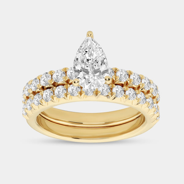 2 Carat Lab-Grown Diamond Solitaire Pear-Shaped Bridal Set — GILDED New York