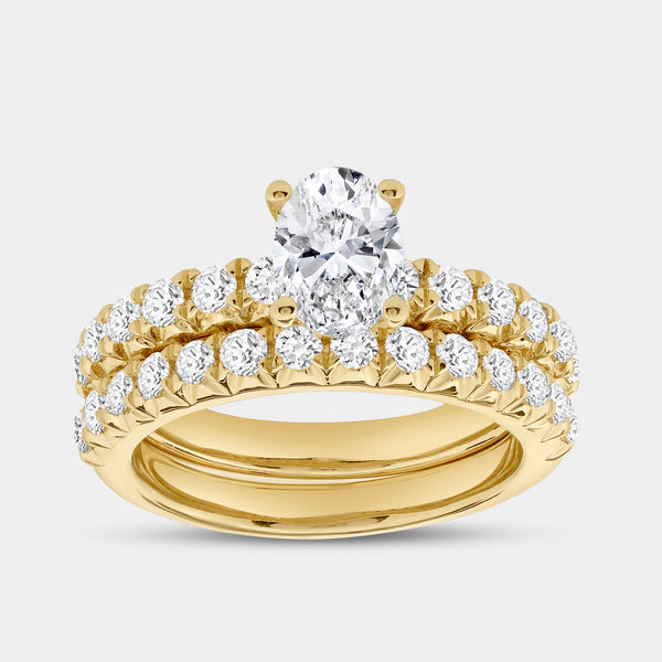 2 Carat Lab-Grown Diamond Solitaire Oval-Shaped Bridal Set — GILDED New York