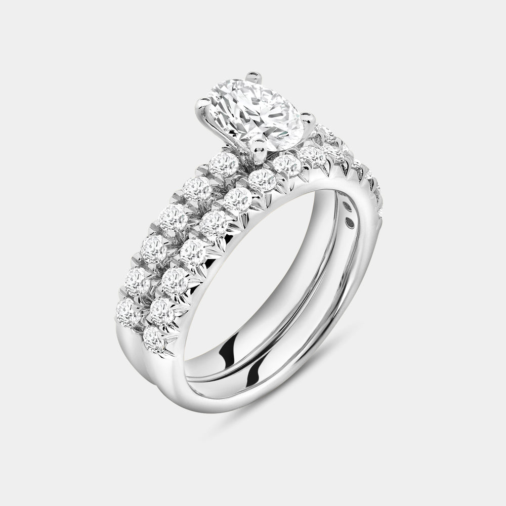 Gilded 2 Carat Lab-Grown Diamond Solitaire Oval-Shaped Bridal Set