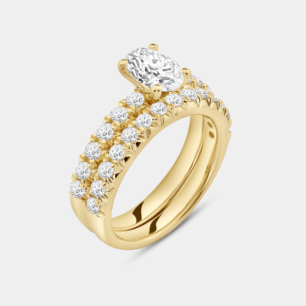 2 Carat Lab-Grown Diamond Solitaire Oval-Shaped Bridal Set — GILDED New York