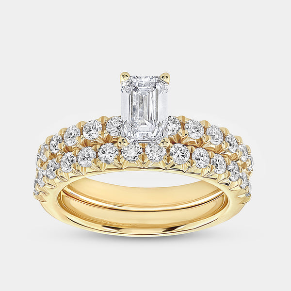 2 Carat Lab-Grown Diamond Solitaire Emerald-Cut Bridal Set — GILDED New York