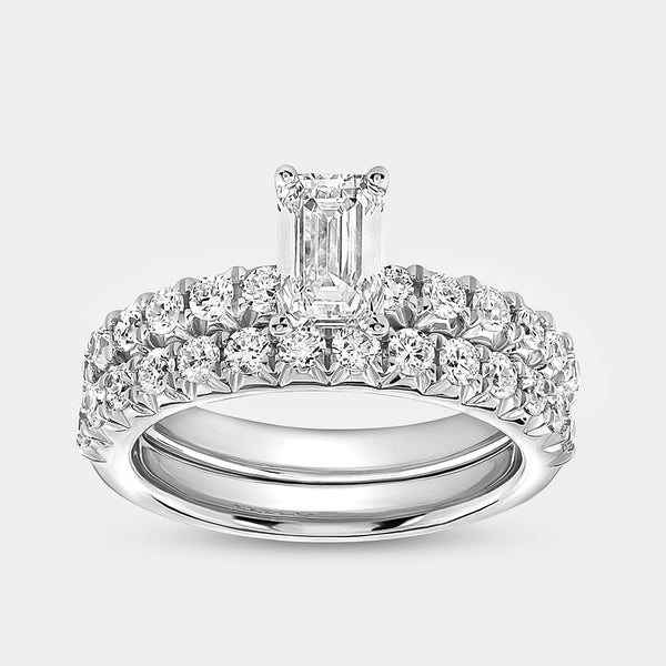 2 Carat Lab-Grown Diamond Solitaire Emerald-Cut Bridal Set — GILDED New York
