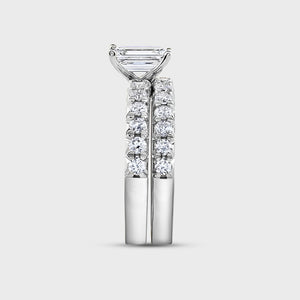 Gilded 2 Carat Lab-Grown Diamond Solitaire Emerald-Cut Bridal Set