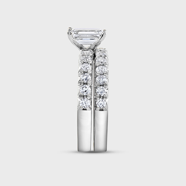 2 Carat Lab-Grown Diamond Solitaire Emerald-Cut Bridal Set — GILDED New York