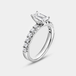 Gilded 2 Carat Lab-Grown Diamond Solitaire Emerald-Cut Bridal Set