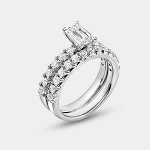 Gilded 2 Carat Lab-Grown Diamond Solitaire Emerald-Cut Bridal Set