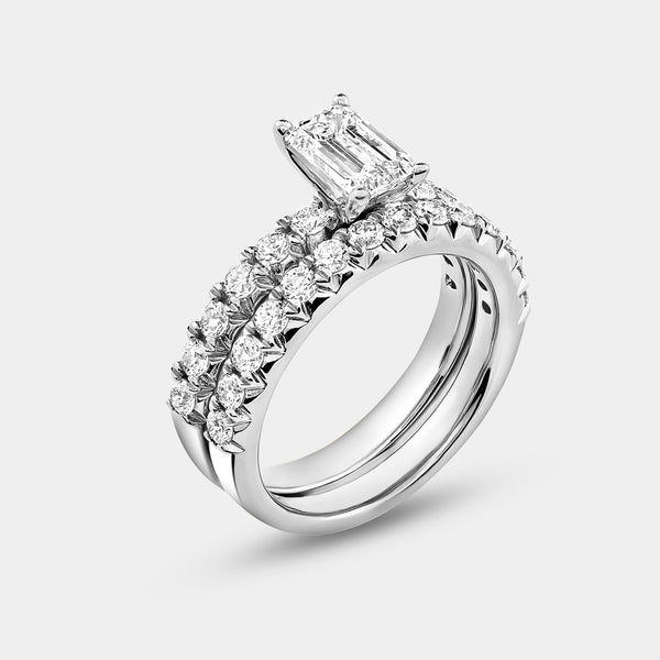 2 Carat Lab-Grown Diamond Solitaire Emerald-Cut Bridal Set — GILDED New York