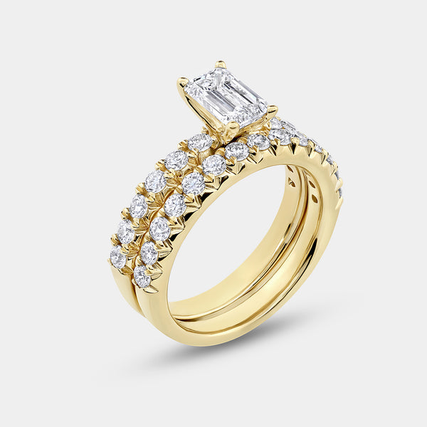 2 Carat Lab-Grown Diamond Solitaire Emerald-Cut Bridal Set — GILDED New York