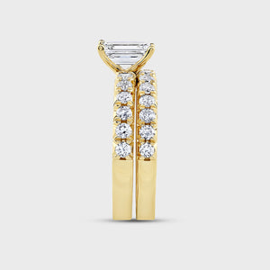 Gilded 2 Carat Lab-Grown Diamond Solitaire Emerald-Cut Bridal Set