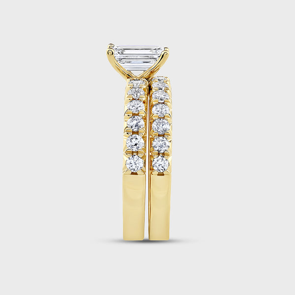 2 Carat Lab-Grown Diamond Solitaire Emerald-Cut Bridal Set — GILDED New York