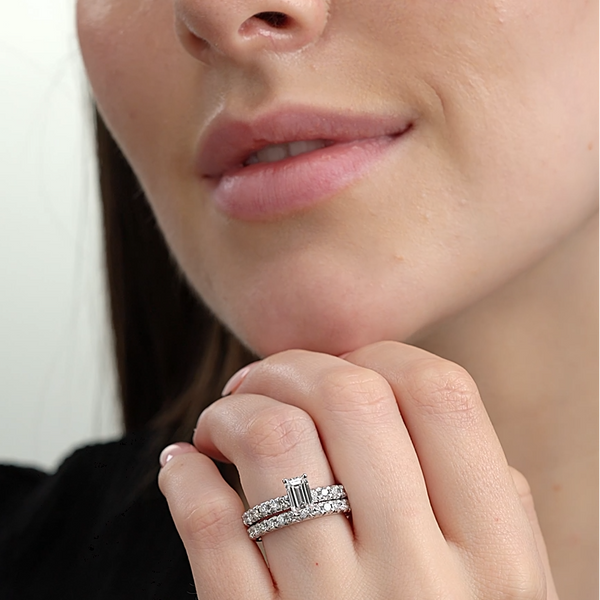 2 Carat Lab-Grown Diamond Solitaire Emerald-Cut Bridal Set — GILDED New York