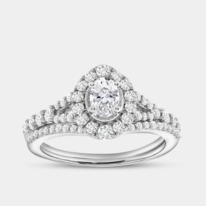 Gilded 1 Carat Lab-Grown Diamond Oval-Shaped Engagement Ring Set