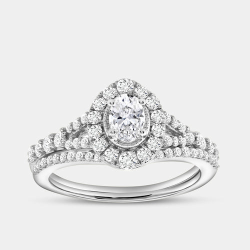 Gilded 1 Carat Lab-Grown Diamond Oval-Shaped Engagement Ring Set
