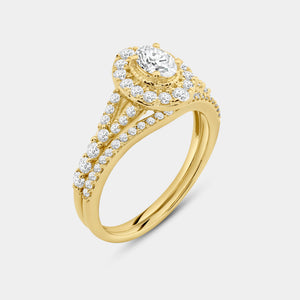 Gilded 1 Carat Lab-Grown Diamond Oval-Shaped Engagement Ring Set