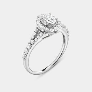 Gilded 1 Carat Lab-Grown Diamond Oval-Shaped Engagement Ring Set
