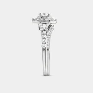 Gilded 1 Carat Lab-Grown Diamond Oval-Shaped Engagement Ring Set