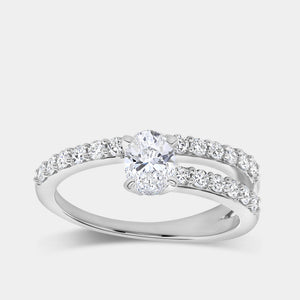 Gilded 1 Carat Lab-Grown Diamond Oval-Shaped Modern Bridal Ring