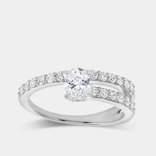 Gilded 1 Carat Lab-Grown Diamond Oval-Shaped Modern Bridal Ring