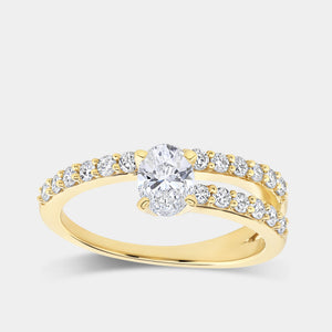 Gilded 1 Carat Lab-Grown Diamond Oval-Shaped Modern Bridal Ring