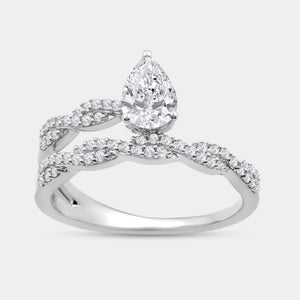 Gilded 3/4 Carat Lab-Grown Diamond Pear-Shaped Modern Bridal Ring