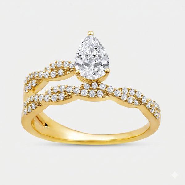 3/4 Carat Lab-Grown Diamond Pear-Shaped Modern Bridal Ring — GILDED New York