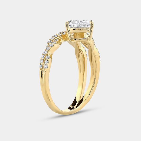 Gilded 3/4 Carat Lab-Grown Diamond Pear-Shaped Modern Bridal Ring