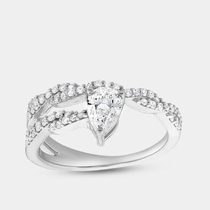 Gilded 3/4 Carat Lab-Grown Diamond Pear-Shaped Modern Bridal Ring