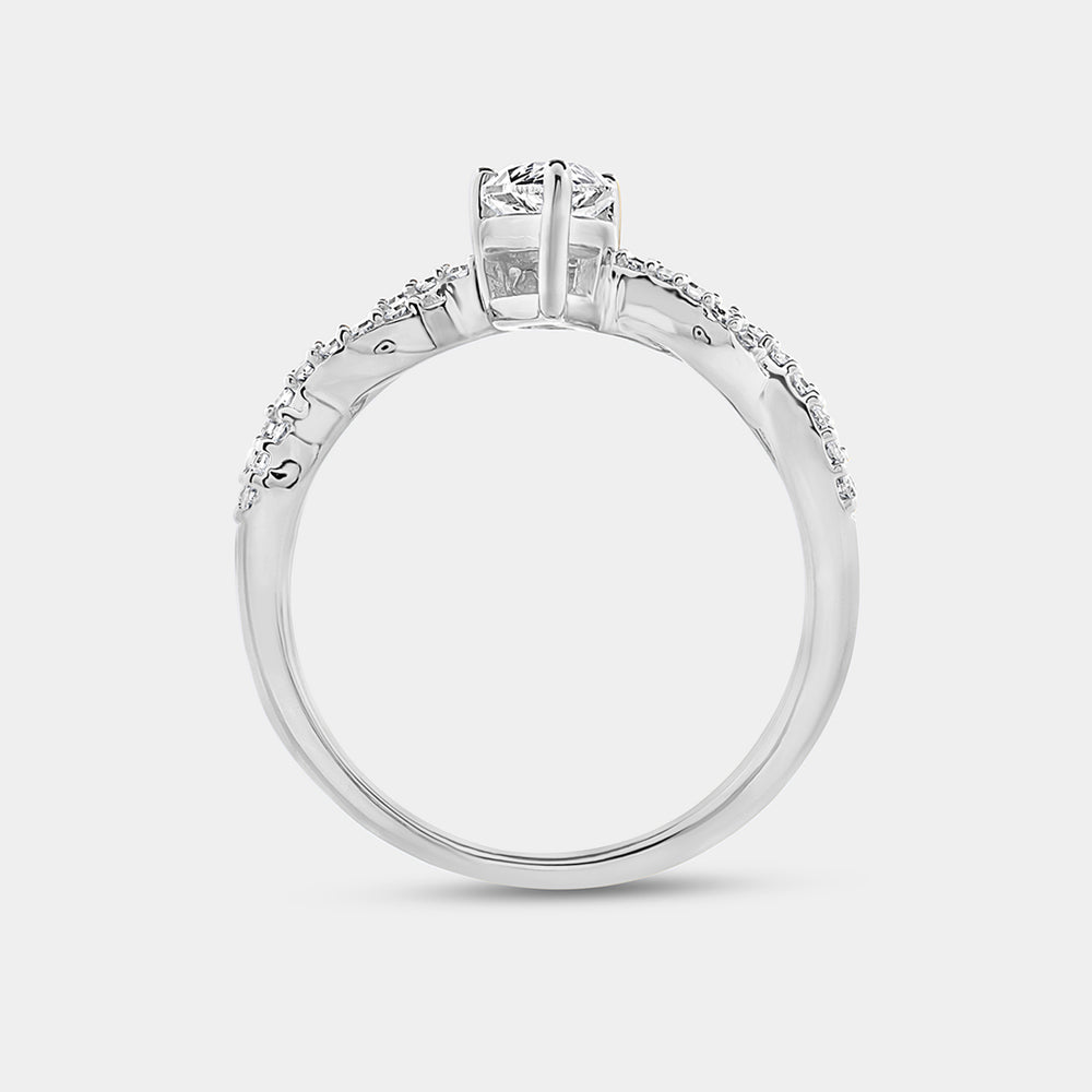 Gilded 3/4 Carat Lab-Grown Diamond Pear-Shaped Modern Bridal Ring