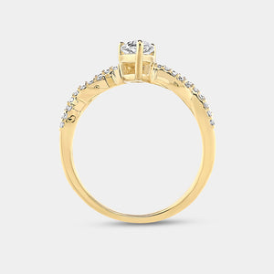 Gilded 3/4 Carat Lab-Grown Diamond Pear-Shaped Modern Bridal Ring