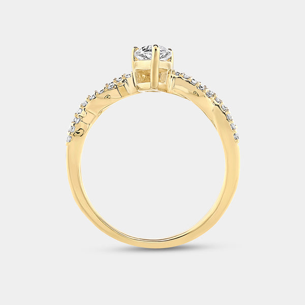 Gilded 3/4 Carat Lab-Grown Diamond Pear-Shaped Modern Bridal Ring